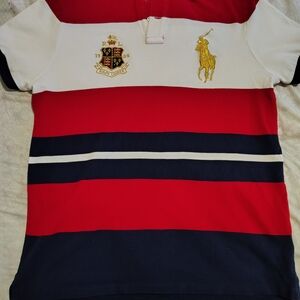 Polo by Ralph Lauren Kids Red and Navy Striped Shirt